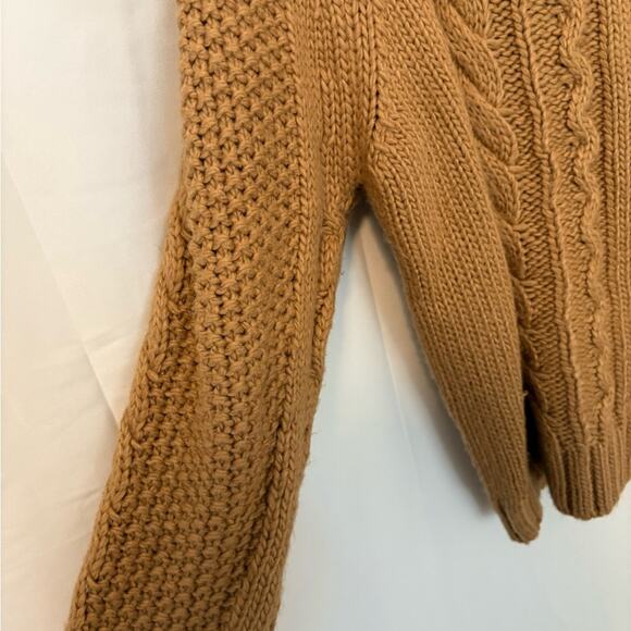 Elie Tahari Chunky Cable Knit Sweater in Camel Brown, Size L - Picture 5 of 9